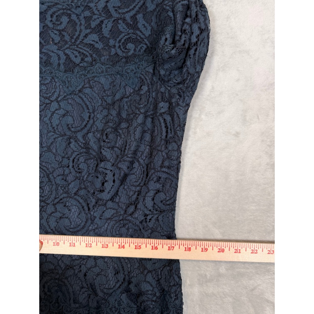 Tadashi Shoji Lace Sheath Dress 14 Navy Blue Formal Wedding Guest - Picture 9 of 11